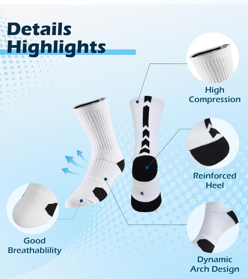 Popuid Youth Thick Basketball Socks for Boys - Cushioned Sports Compression Sock for Active Kids, Fits Ages 6-12 - Image 5